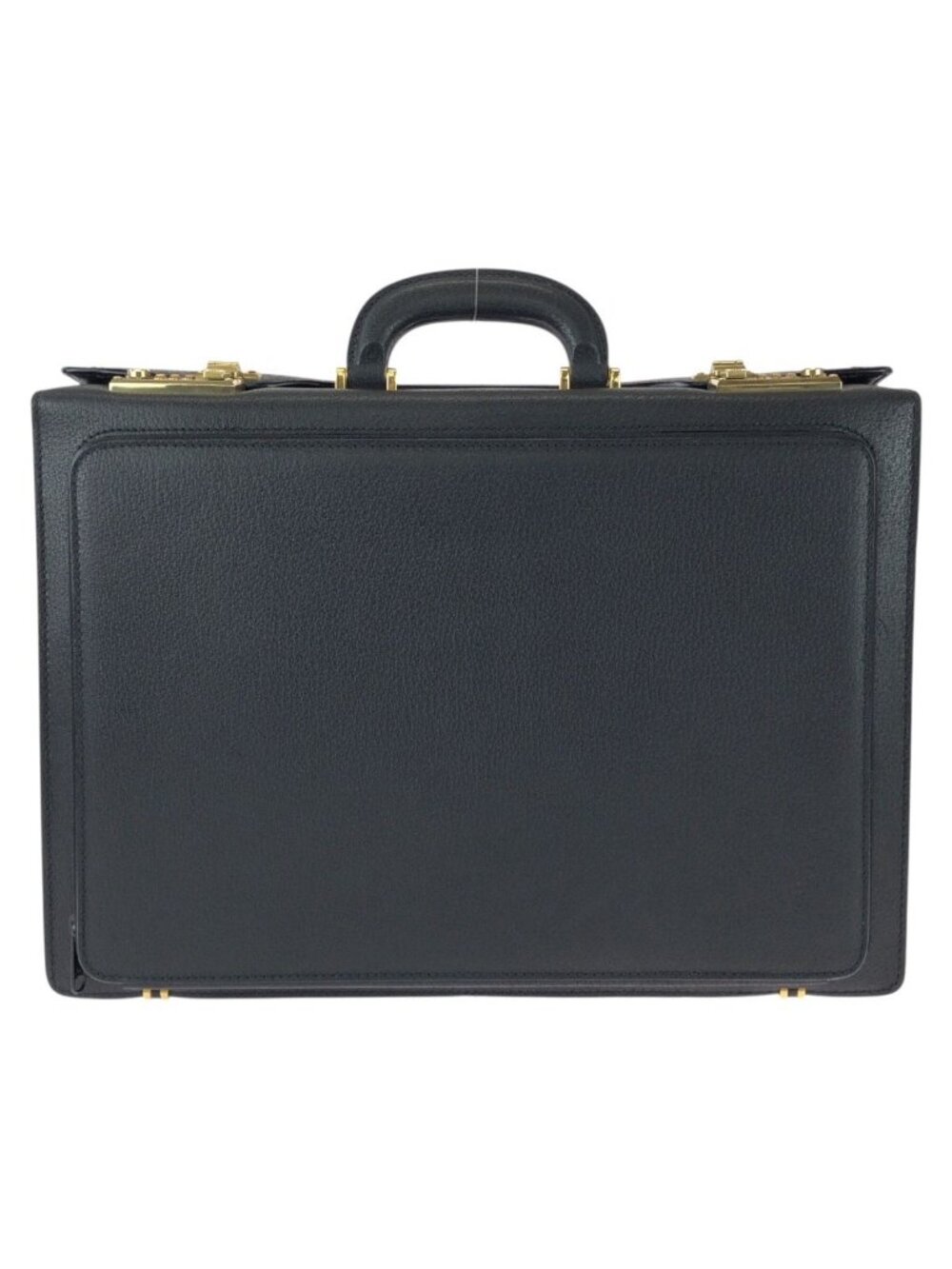 Gucci Vintage Prestige Leather Attache Case Black Gold Business Bag